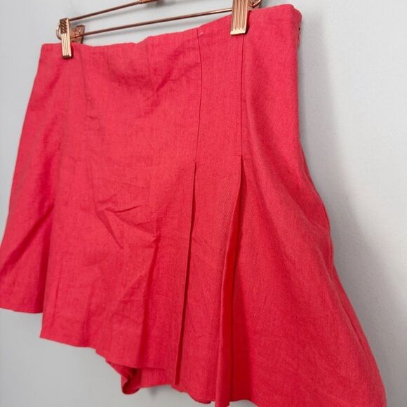 ZARA | NEW Coral Red Linen Skort Skirt with Shorts Women’s Size Medium - Picture 2 of 8